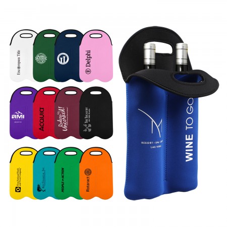 Neoprene Dual Wine Bottle Holder Tote Bag