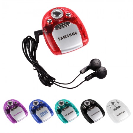 Mini FM Auto Scan Radio Earphones W/ Light
