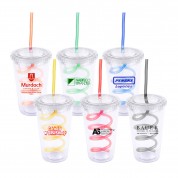 Double Wall Acrylic Tumbler With Curly Straw Double Wall Acrylic Tumbler With Curly Straw